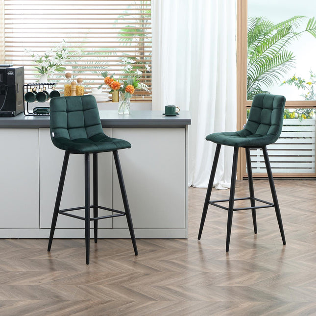 Velvet bar stool Set of 2, non-slip, modern design