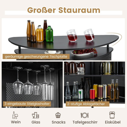 Kitchen bar table with storage space & footrest & adjustable feet kitchen counter counter bar black