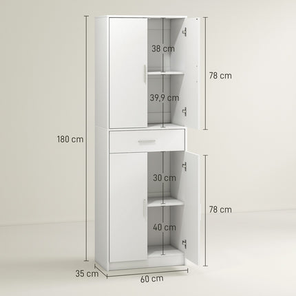 Kitchen cabinet, 3-level adjustable shelves, chipboard, MDF, plenty of storage space, white