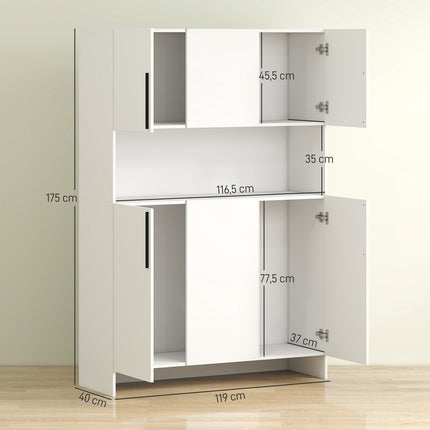 Kitchen cabinet, 4 cabinets, 6 doors, 12 hinges, worktop, chipboard, white