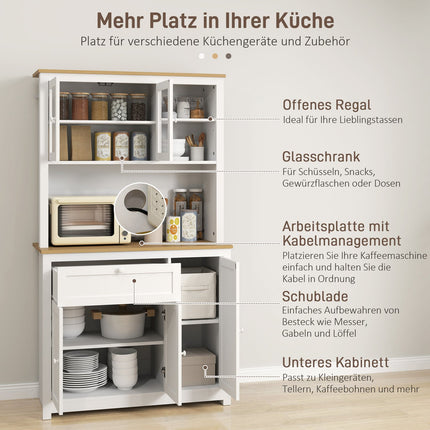White kitchen buffet cabinet - multifunctional storage, 100x40x180 cm