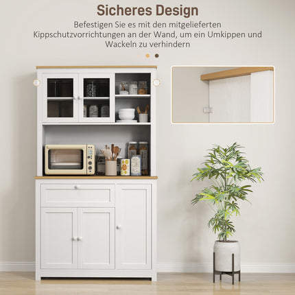 White kitchen buffet cabinet - multifunctional storage, 100x40x180 cm