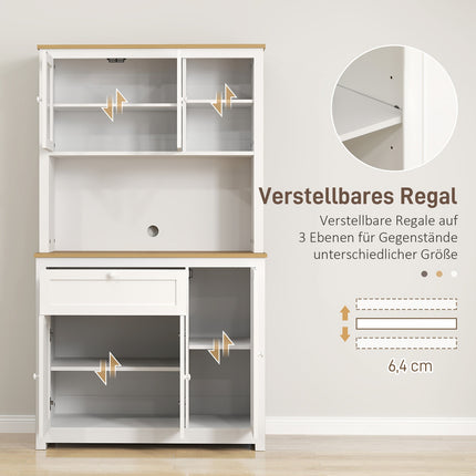White kitchen buffet cabinet - multifunctional storage, 100x40x180 cm