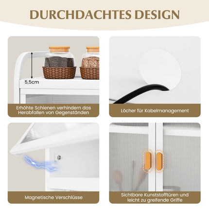 Kitchen cabinet kitchen buffet with pegboard & adjustable shelf 76 x 36 x 161 cm white
