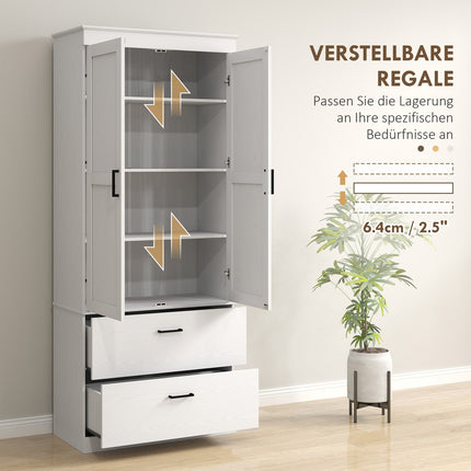 Tall kitchen buffet cabinet, adjustable shelves, cream white