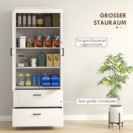 Tall kitchen buffet cabinet, adjustable shelves, cream white