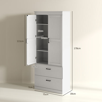 Tall kitchen buffet cabinet, adjustable shelves, cream white