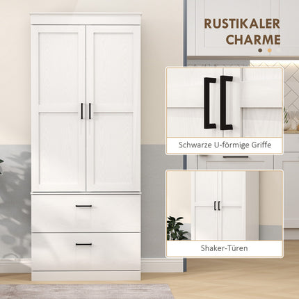 Tall kitchen buffet cabinet, adjustable shelves, cream white
