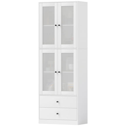 White tall kitchen cabinet, adjustable shelves, drawer
