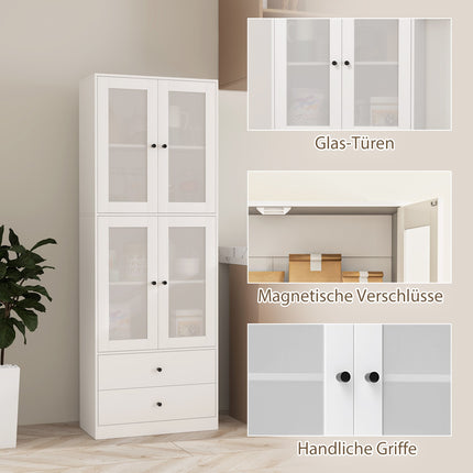 White tall kitchen cabinet, adjustable shelves, drawer