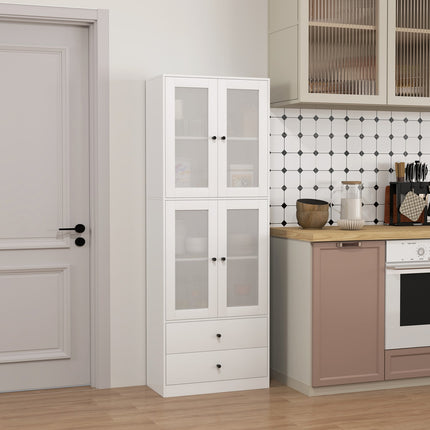 White tall kitchen cabinet, adjustable shelves, drawer
