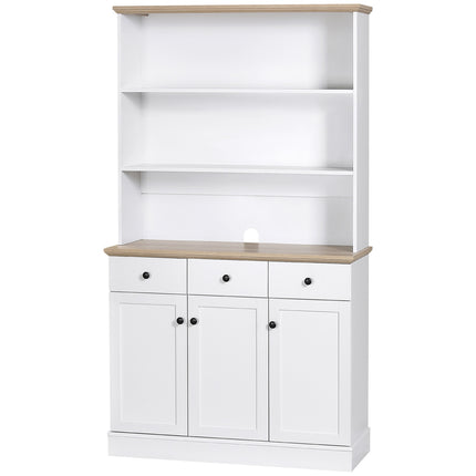 Tall white kitchen cabinet with drawers & shelves, 101x39x180.5 cm
