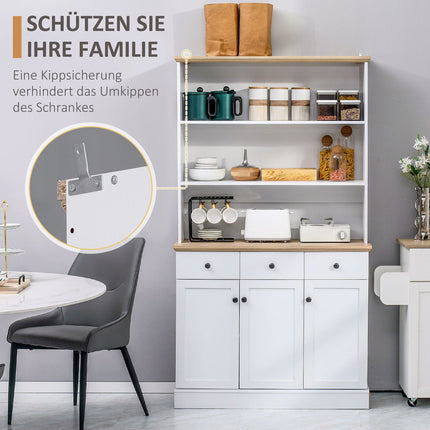 Tall white kitchen cabinet with drawers & shelves, 101x39x180.5 cm