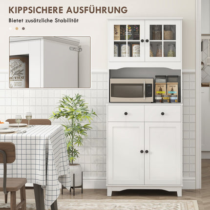White kitchen cabinet with microwave shelf & storage