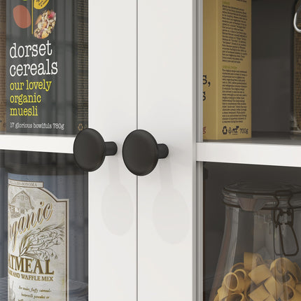 White kitchen cabinet with microwave shelf & storage