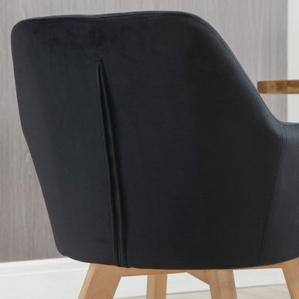 Ergonomic black kitchen chairs Set of 2, wood & polyester
