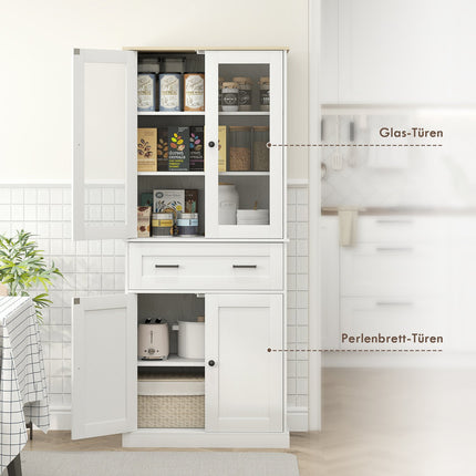 Tall kitchen cabinet, adjustable shelves, cream white
