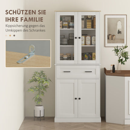 Tall kitchen cabinet, adjustable shelves, cream white