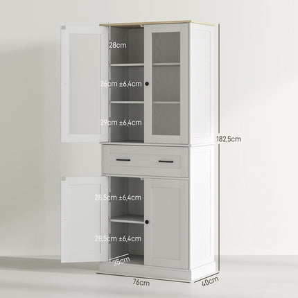 Tall kitchen cabinet, adjustable shelves, cream white