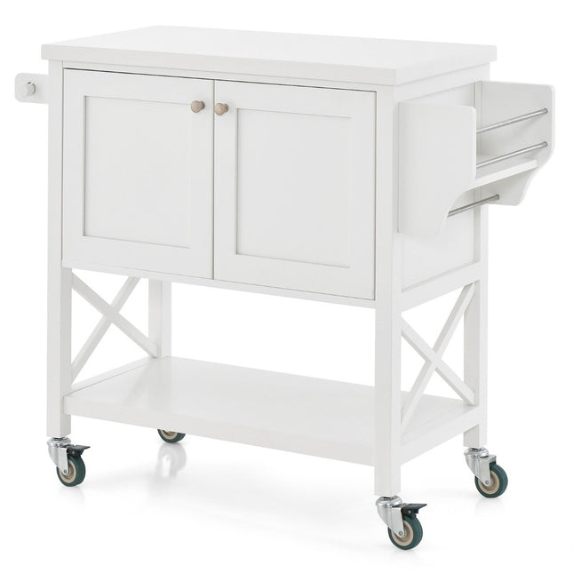 Kitchen trolley with cupboard & shelf & towel holder & spice rack serving trolley white