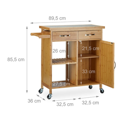 Kitchen trolley with marble top
