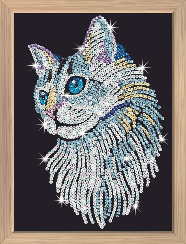 Kitfix Diy Set Sequin Art Blue Premium White Cat