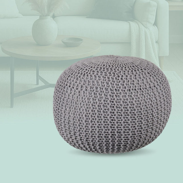 Knitted Pouf – Round, Boho Design, Polystyrene Fill