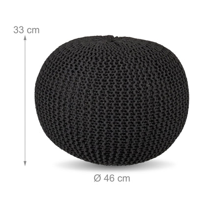 Knitted Pouf – Round, Boho Design, Polystyrene Fill