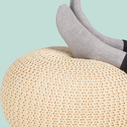 Knitted Pouf – Round Floor Seat, Boho Design