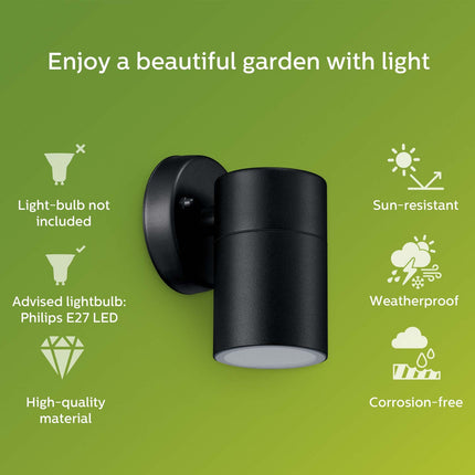 Kylis Wall luminaire Downlight (GU10 base) IP44 Stainless steel Black