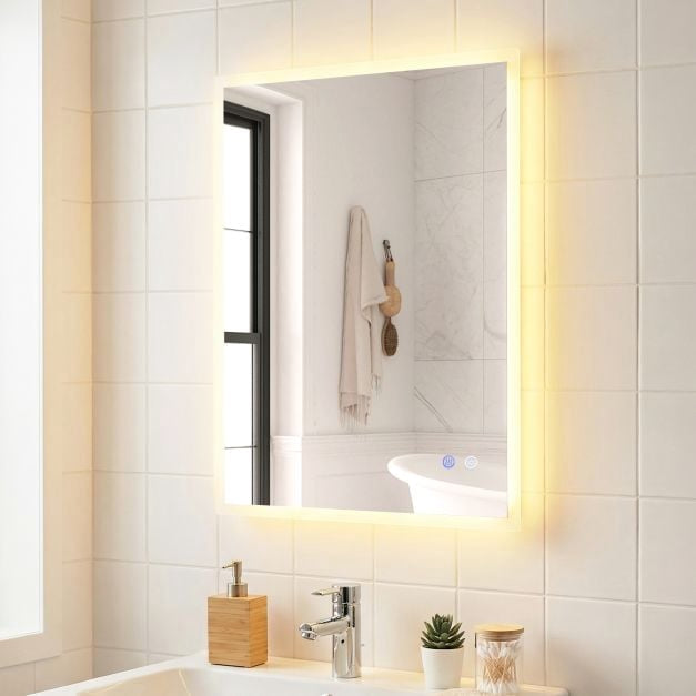 LED Bathroom Mirror 70x50cm, Anti-Fog, Dimmable