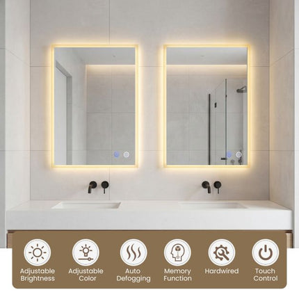 LED Bathroom Mirror 70x50cm, Anti-Fog, Dimmable
