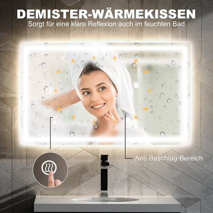 LED Bathroom Mirror – Adjustable Brightness, Anti-Fog, 100x60 cm