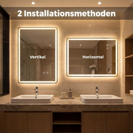 LED Bathroom Mirror, Anti-Fog, Dimmable, 80x60 cm