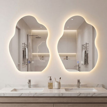 LED Bathroom Mirror, Asymmetrical, Anti-Fog, 70x50 cm