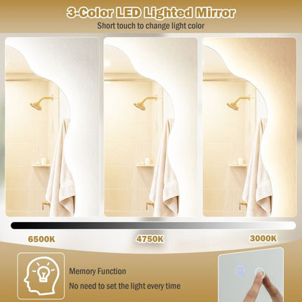 LED Bathroom Mirror, Asymmetrical, Anti-Fog, 70x50 cm