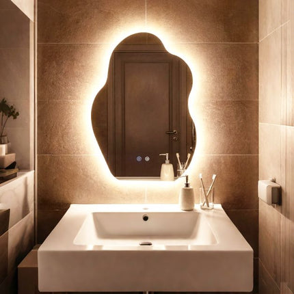 LED Bathroom Mirror, Asymmetrical, Anti-Fog, 70x50 cm