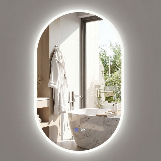 LED Bathroom Mirror with Anti-Fog, 3 Color Modes, 80x50cm