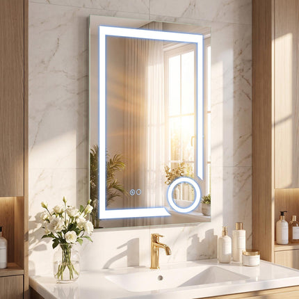 LED Bathroom Mirror with Anti-Fog, 3x Magnification, 70x50 cm