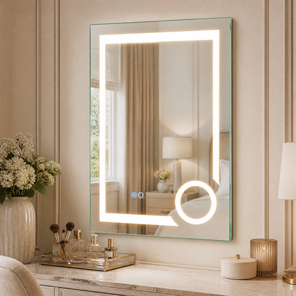 LED Bathroom Mirror with Anti-Fog, 3x Magnification, 70x50 cm