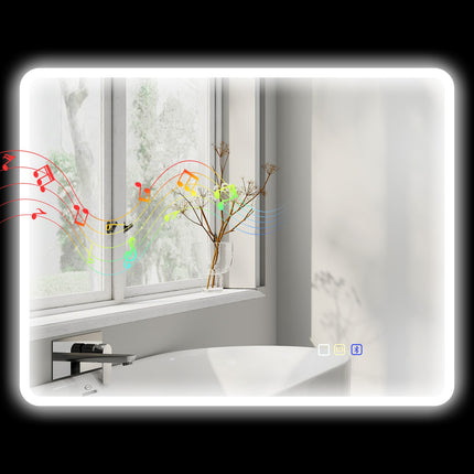 LED Bathroom Mirror with Bluetooth, 70x90 cm, Touch Control
