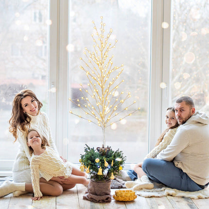 LED Birch Tree 155 cm, 168 Warm White Lights, Stand