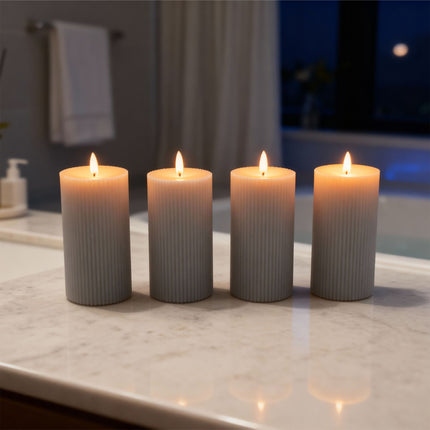 LED Candles, Real Wax, Set of 4, 18cm