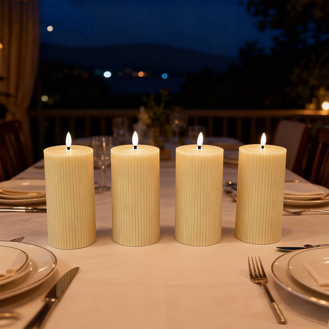 LED Candles Set of 4, Real Wax, 18cm