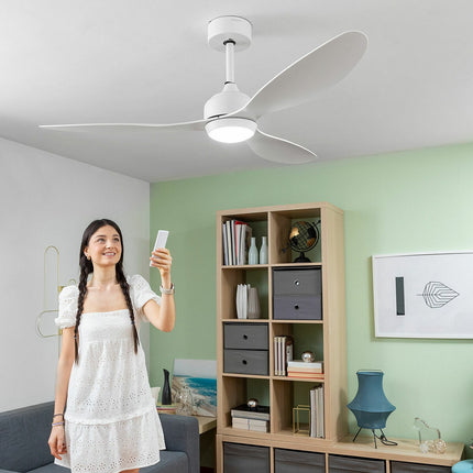 LED Ceiling Fan with 3 ABS Blades Flaled InnovaGoods White 36 W 52" Ø132 cm