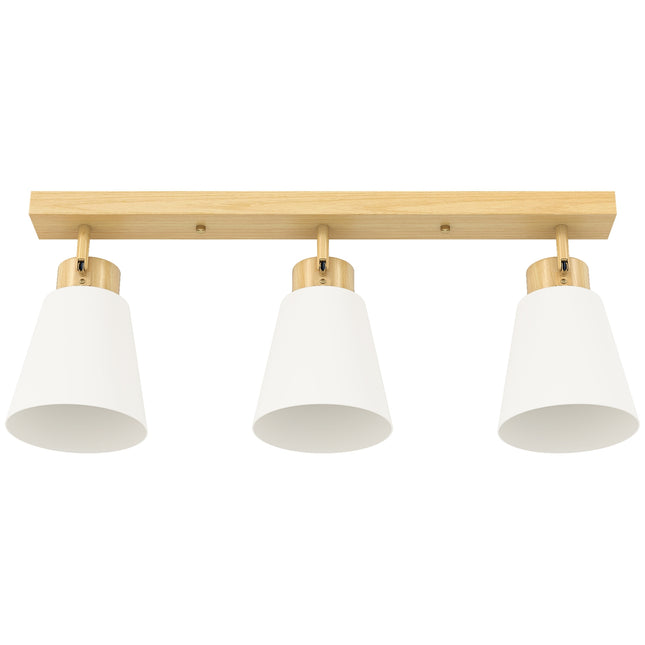 LED Ceiling Light, 40W, Adjustable Heads, E27 Sockets, Wood Finish