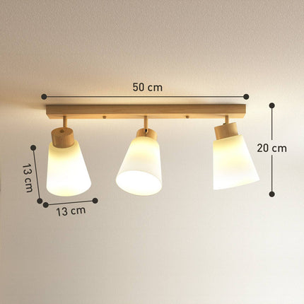 LED Ceiling Light, 40W, Adjustable Heads, E27 Sockets, Wood Finish