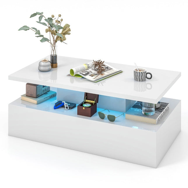LED Coffee Table with Adjustable Colors & Brightness