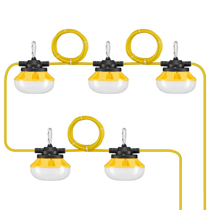 LED Construction String Lights, 50 ft, 5000 lm, 50W, IP65, Linkable