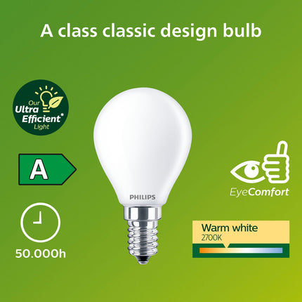 LED E14 Globe P45 2.3W (40W) Frosted 485lm 2700K Energy class A